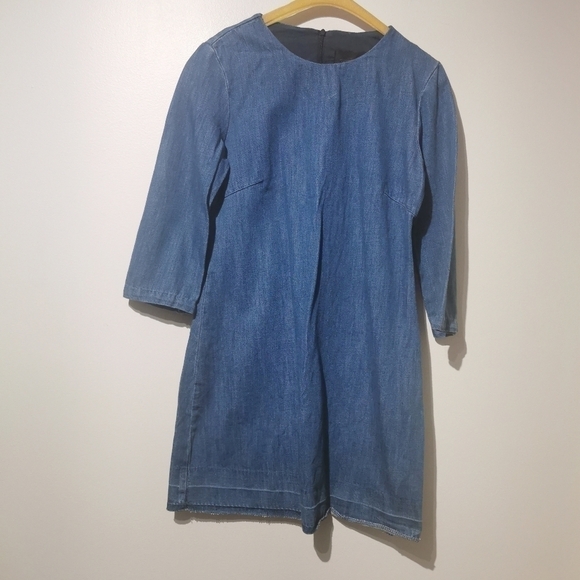 ZARA vintage medium denim 3/4 sleeve dress - Picture 2 of 7